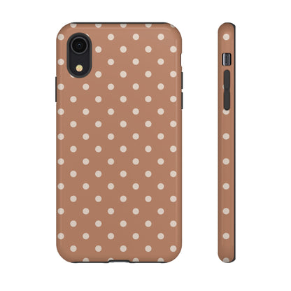 iPhone XR / Glossy Phone Case - Brown with White Dot Pattern Phone Case