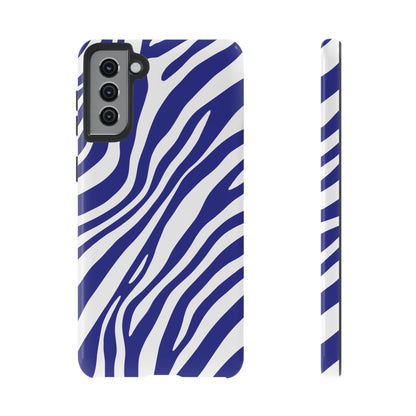 Modern Electric Blue Zebra Print Phone Case