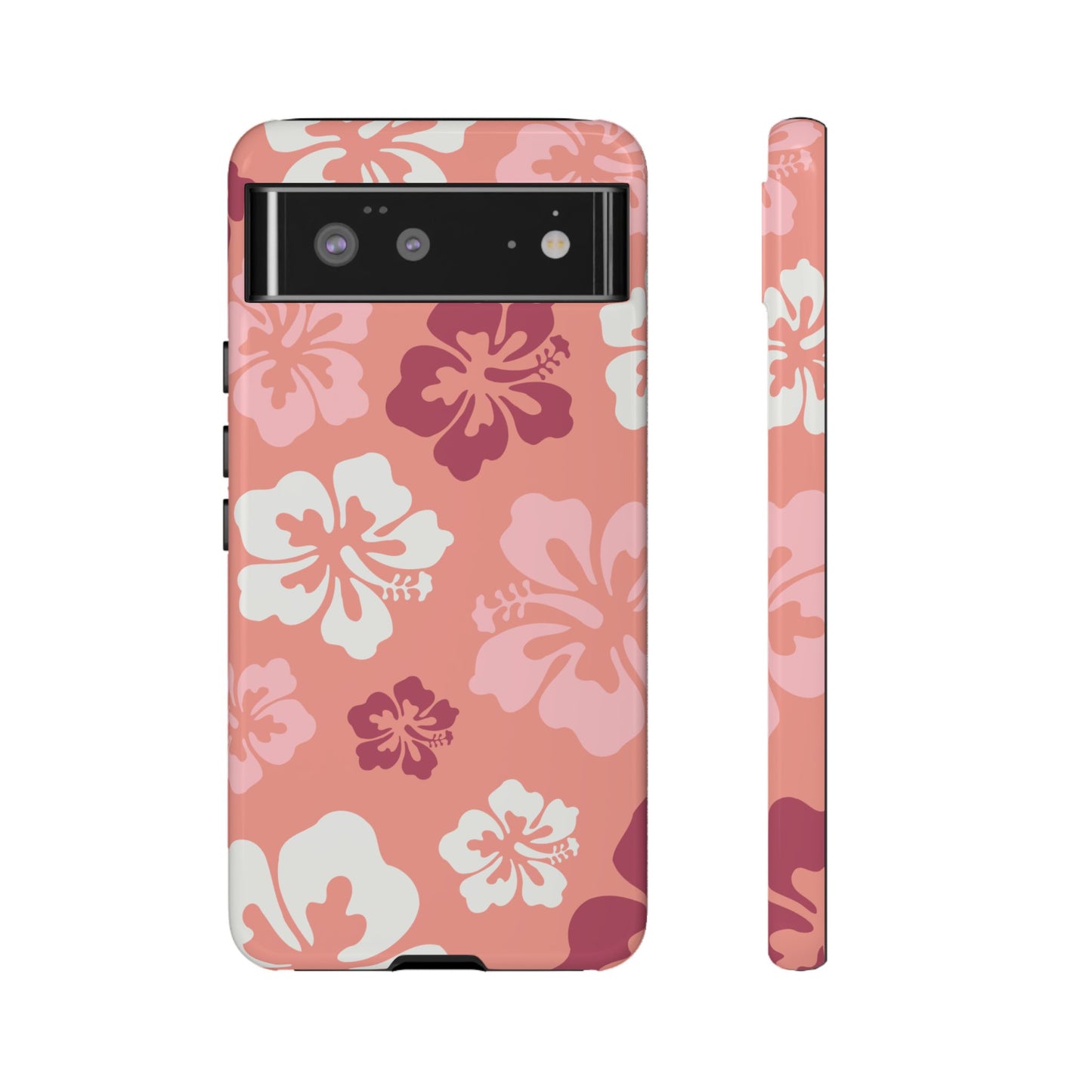 Google Pixel 6 / Glossy Phone Case - ’Pink Hibiscus Retro Pattern #3’ Phone Case
