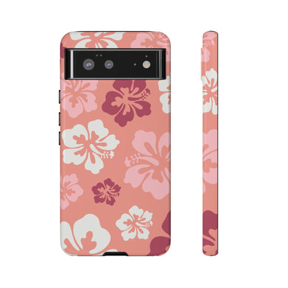 Google Pixel 6 / Glossy Phone Case - ’Pink Hibiscus Retro Pattern #3’ Phone Case