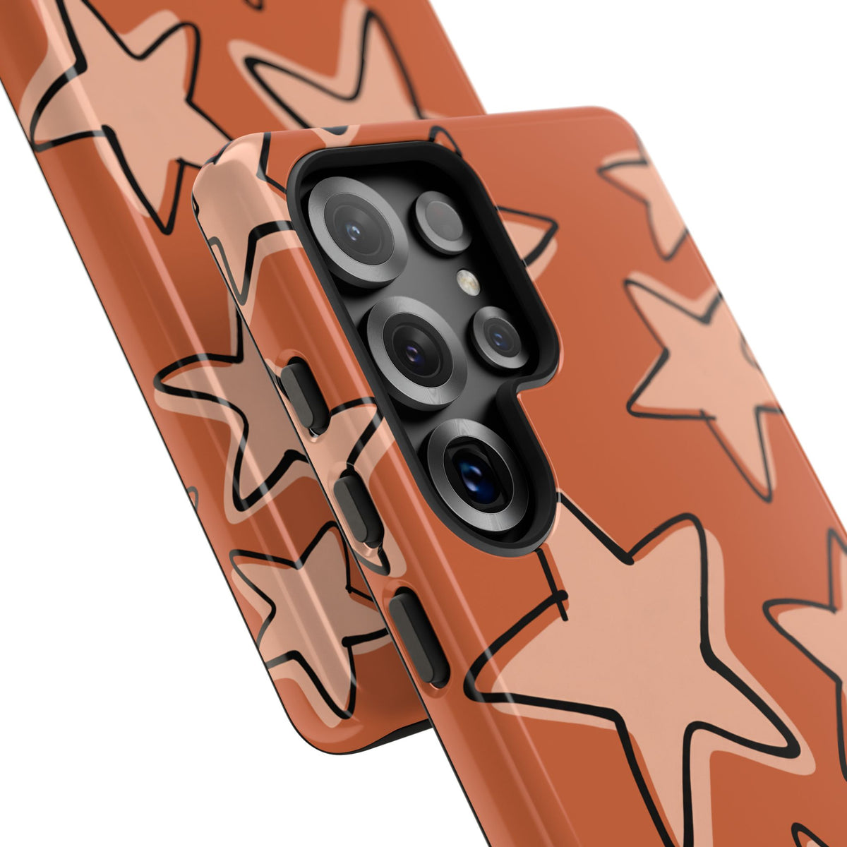 Burnt Orange Doodle Star Phone Case