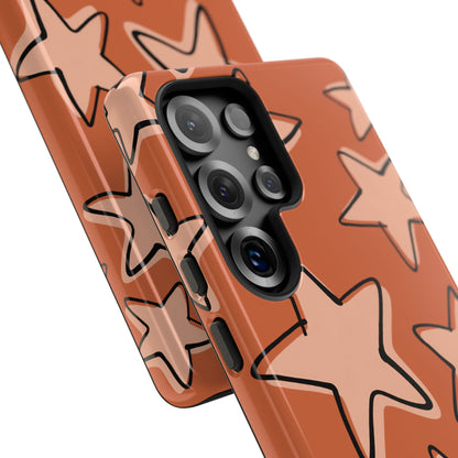 Burnt Orange Doodle Star Phone Case