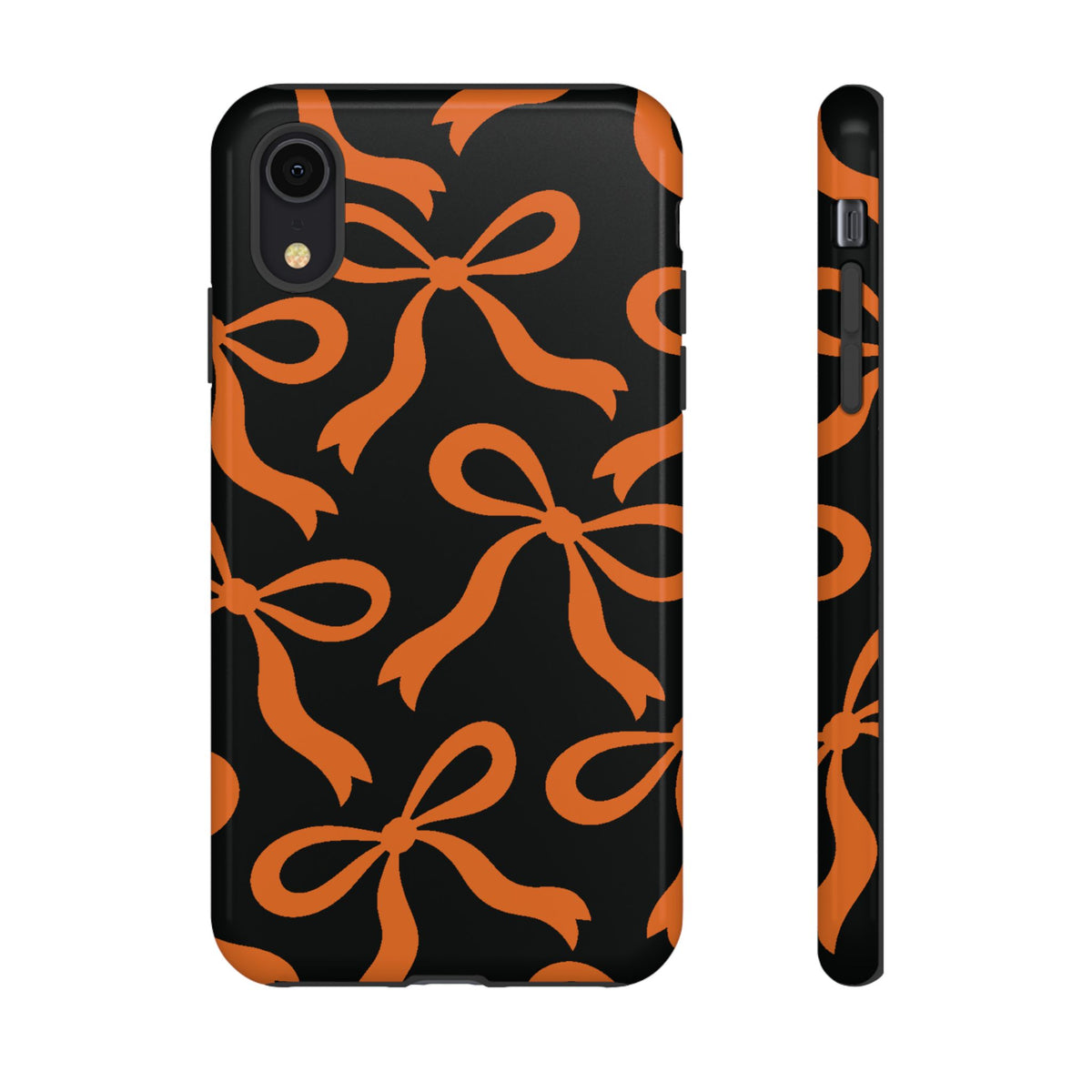 Bold Black and Burnt Orange Bow Pattern Phone Case - Black Phone Case - iPhone XR / Glossy