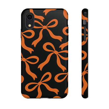 Bold Black and Burnt Orange Bow Pattern Phone Case - Black Phone Case - iPhone XR / Glossy
