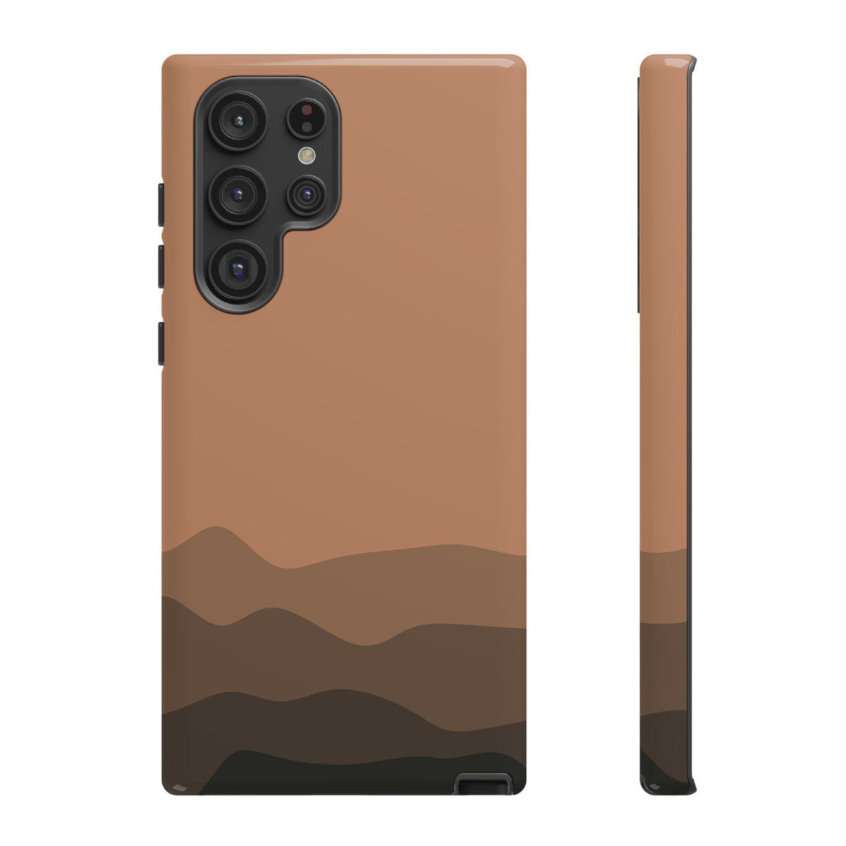 Brown Abstract Waves Protective Phone Case - Brown Phone Case - Samsung Galaxy S22 Ultra / Glossy