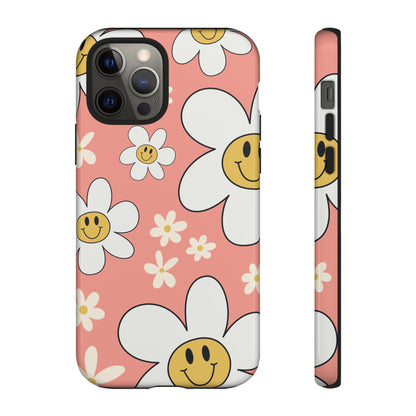 Fun Retro Daisy Pattern with Pink Background Phone Case - Pink Phone Case - iPhone 12 Pro / Glossy