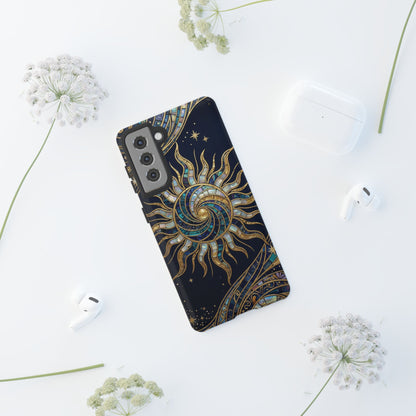 Elegant Navy & Gold Solar Spiral Phone Case