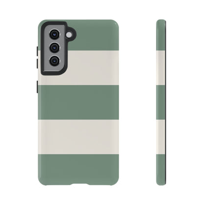 Green & White Horizontal Stripe Pattern Phone Case - Green Phone Case - Samsung Galaxy S21 / Glossy