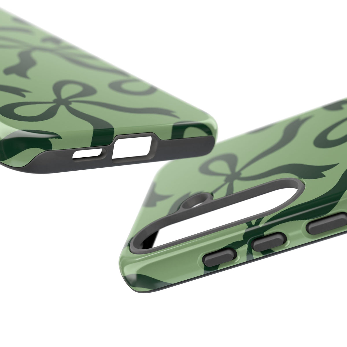 Bold Sage Green and Forest Green Bow Pattern Phone Case - Green Phone Case