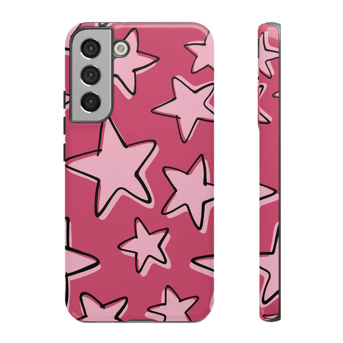 Raspberry Pink Doodle Star Phone Case