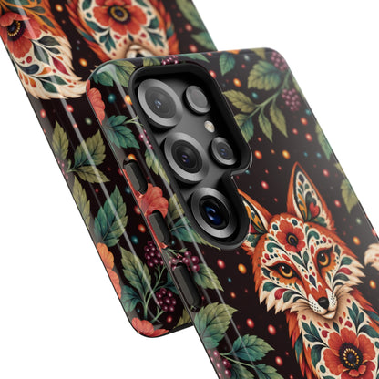 Vibrant Terracotta and Teal Calavera Fox Phone Case - Multicolor Phone Case