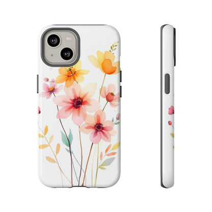 iPhone 14 / Glossy Phone Case - Boho Chic Watercolour Blooms Design Phone Case