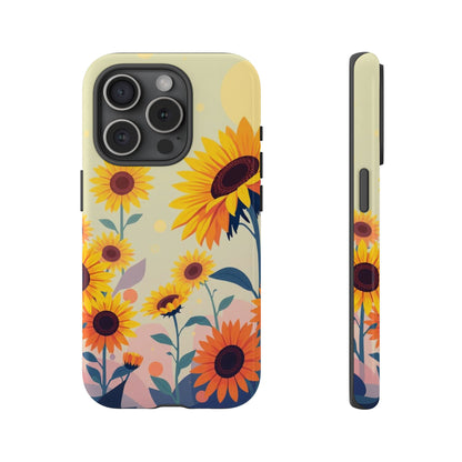 iPhone 15 Pro / Glossy Phone Case - Modern Flat Sunflower Design Phone Case