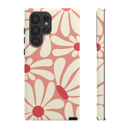 Cute Retro Pink Daisy Pattern Phone Case - Pink Phone Case - Samsung Galaxy S22 Ultra / Glossy