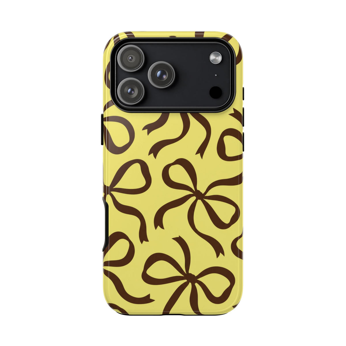 Bold Butter Yellow and Chocolate Brown Bow Pattern Phone Case