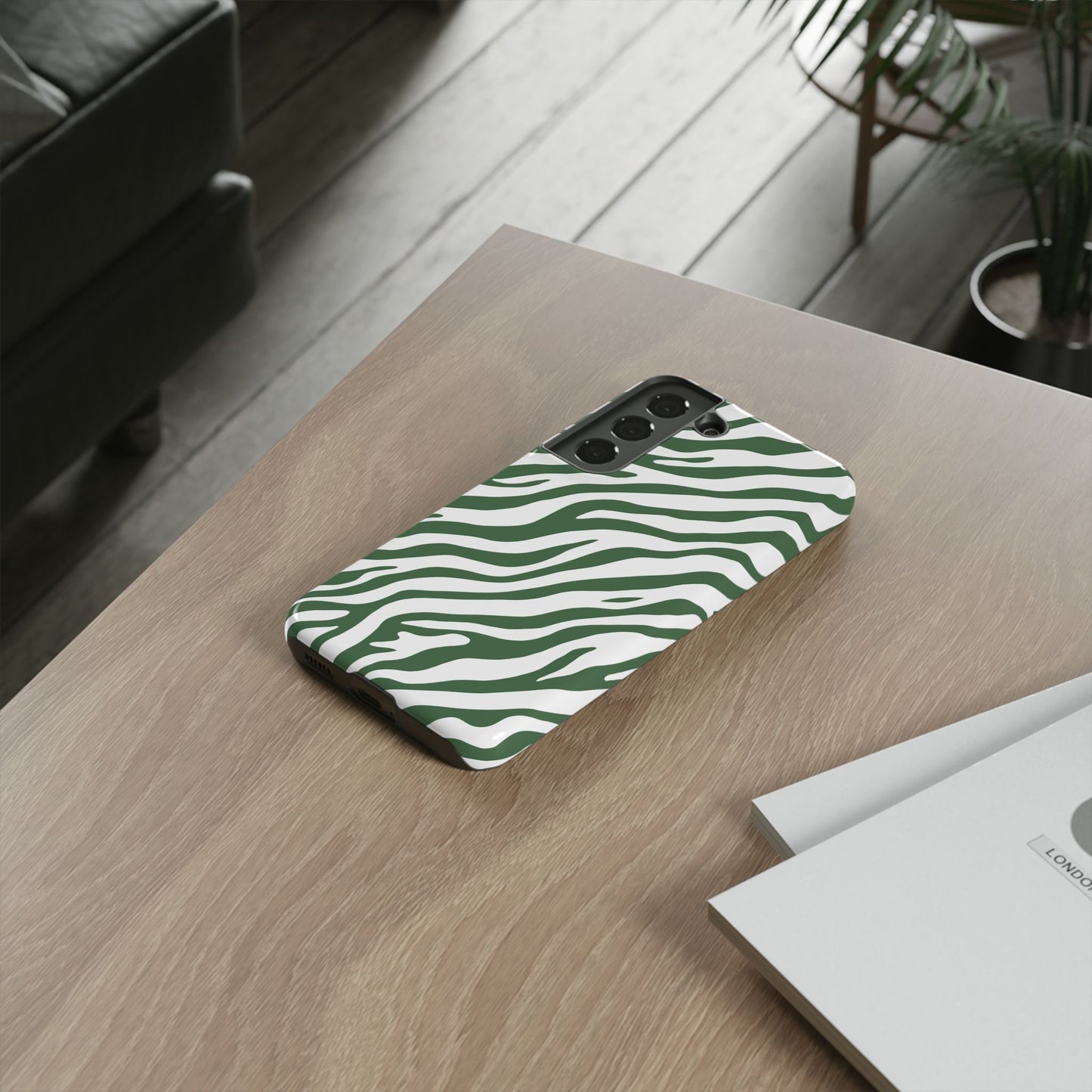 Stylish Sage Zebra Print Phone Case