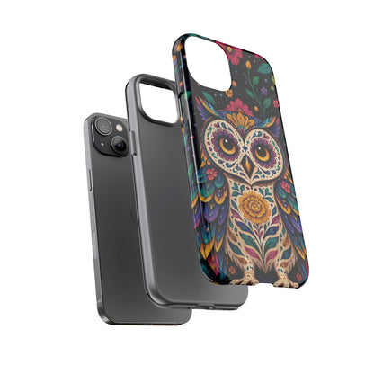 Vibrant Purple and Teal Calavera Owl Phone Case - Multicolor Phone Case