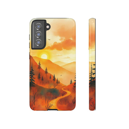 Samsung Galaxy S21 FE / Glossy Phone Case - Golden Sunset Design Phone Case
