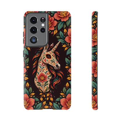 Elegant Terracotta and Teal Calavera Unicorn Phone Case - Phone Case - Samsung Galaxy S21 Ultra / Glossy