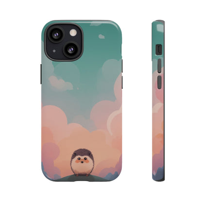 iPhone 13 Mini / Glossy Phone Case - Cute Hedgehog & Cloud Design Phone Case