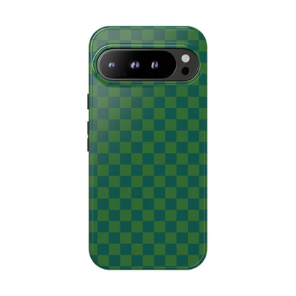 Google Pixel 9 Pro XL / Glossy Phone Case - ’Bold Green Checkered Pattern’ Phone Case