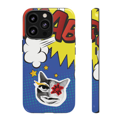 iPhone 13 Pro / Glossy Phone Case - Bold Blue Pop Art Cat Phone Case