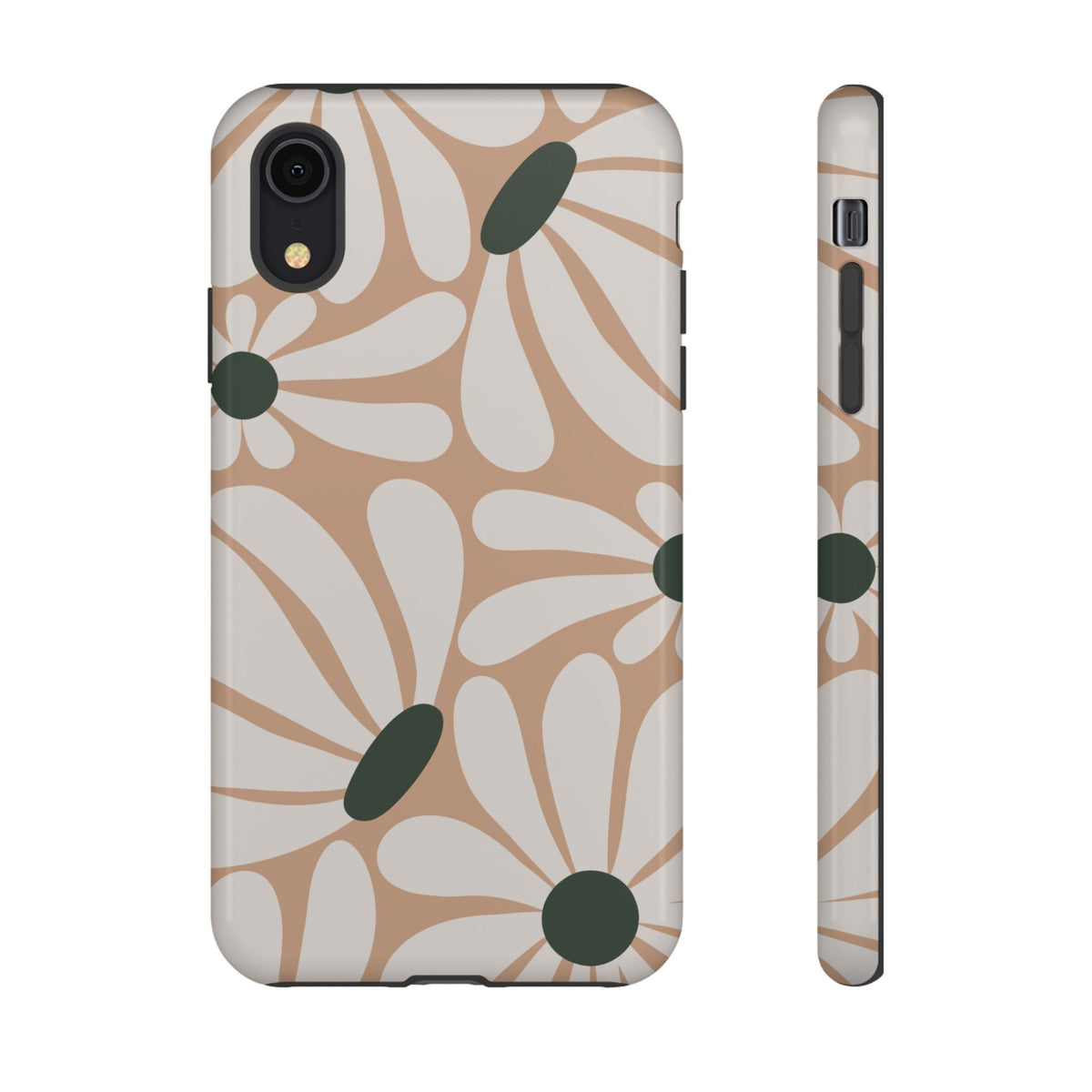 Retro Beige & White Daisy Pattern Phone Case - Beige Phone Case - iPhone XR / Glossy