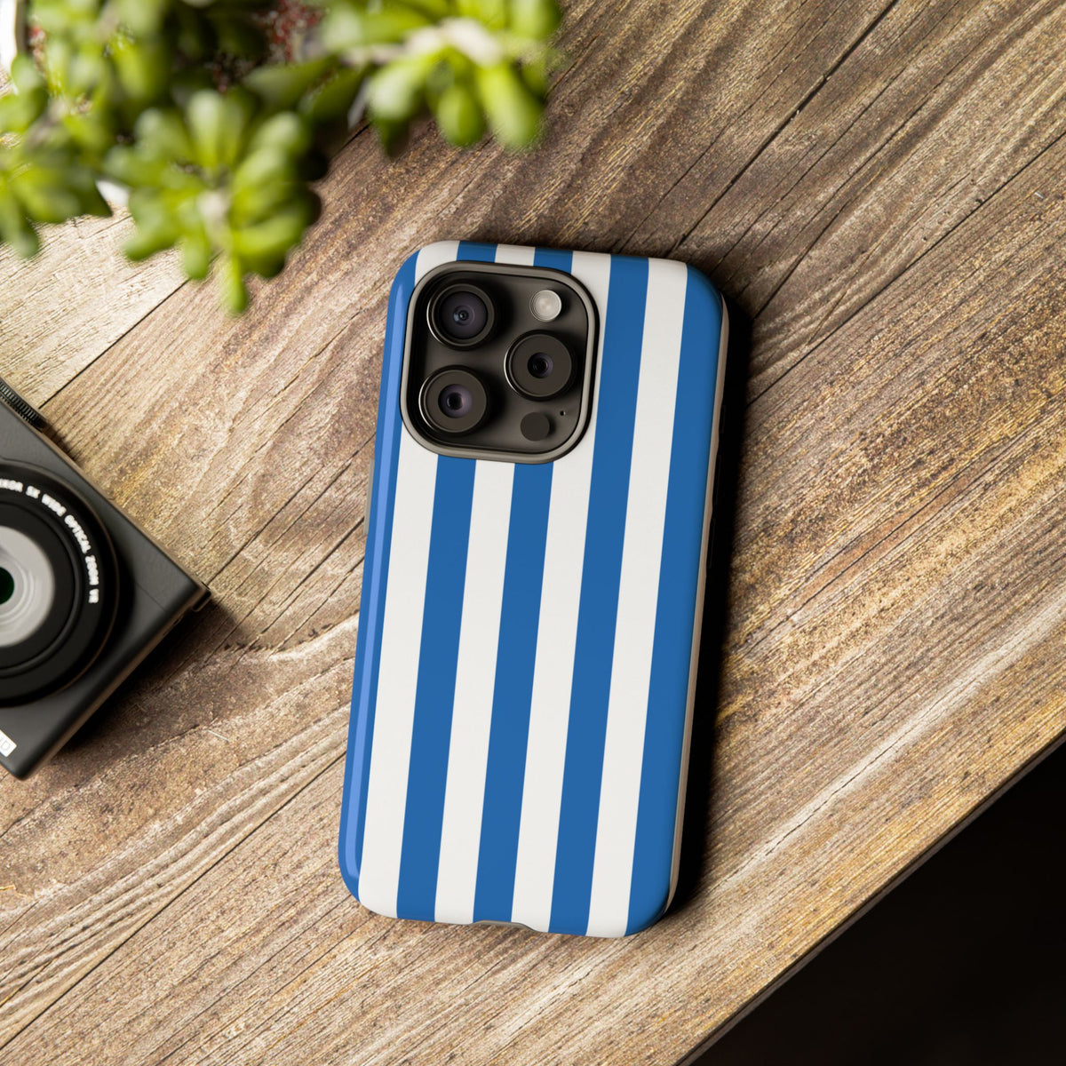 Simple Light Blue & White Stripe Pattern Phone Case - White Phone Case