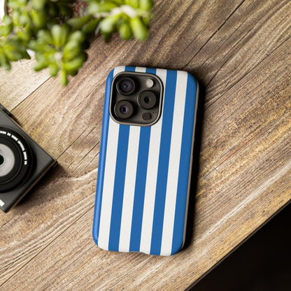 Simple Light Blue & White Stripe Pattern Phone Case - White Phone Case