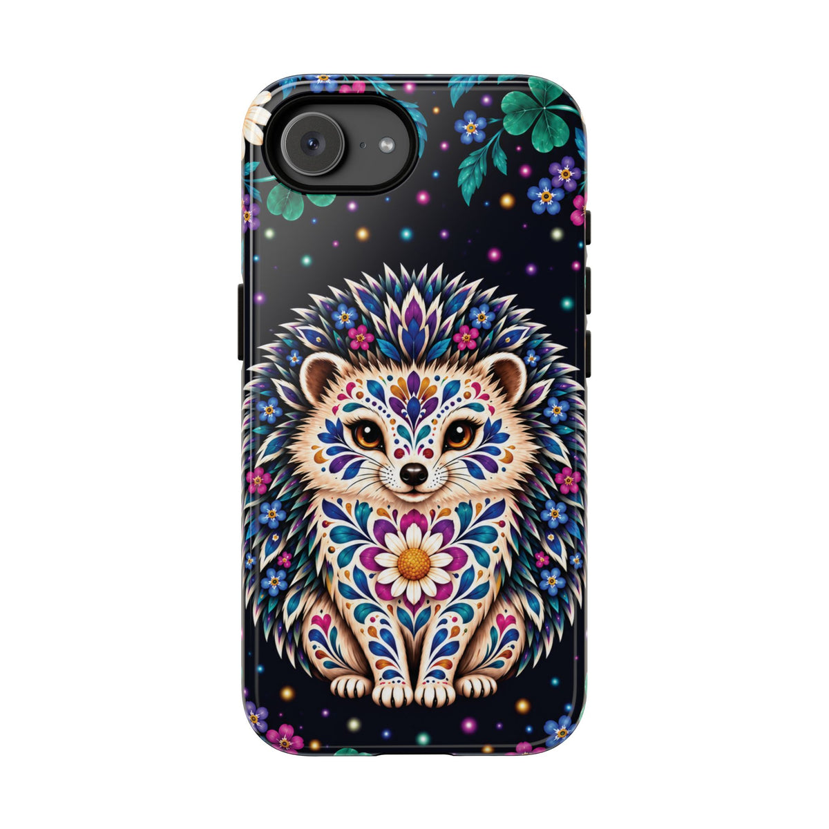 Vibrant Purple and Teal Calavera Hedgehog Phone Case - Multicolor Phone Case - iPhone 17e / Glossy