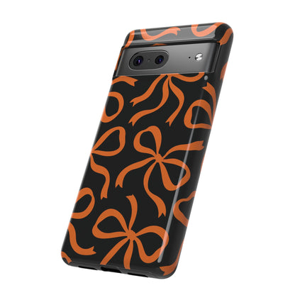 Bold Black and Burnt Orange Bow Pattern Phone Case