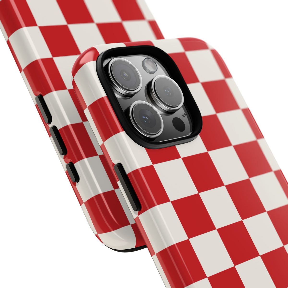 Red Checked Pattern Phone Case - Red Phone Case