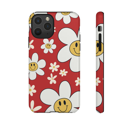 Fun Retro Daisy Pattern with Red Background Phone Case - Red Phone Case - iPhone 11 Pro / Glossy