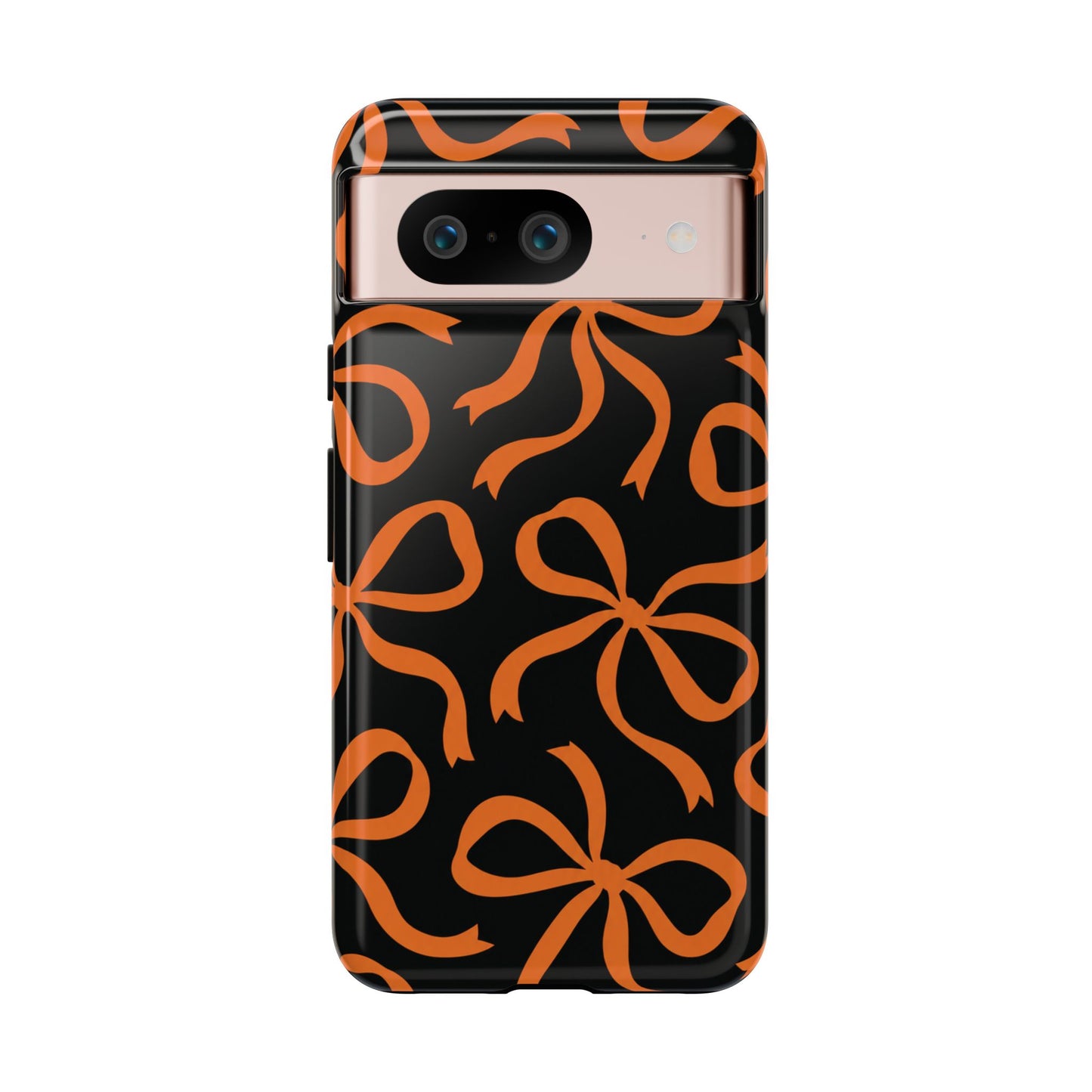 Bold Black and Burnt Orange Bow Pattern Phone Case