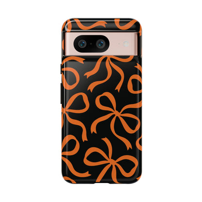 Bold Black and Burnt Orange Bow Pattern Phone Case