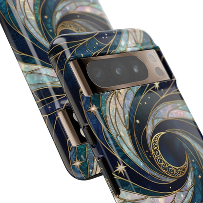 Elegant Navy & Teal Celestial Swirl Phone Case