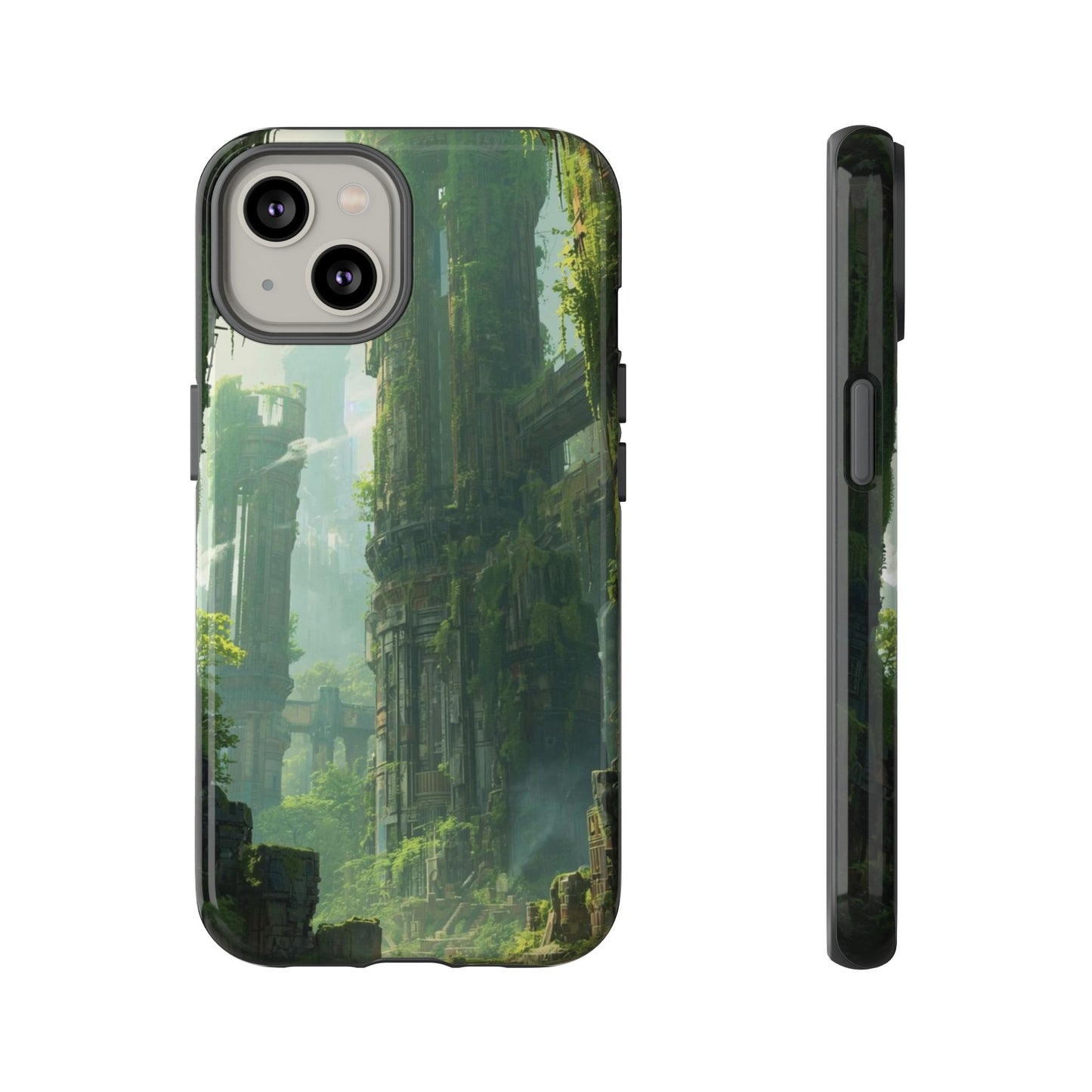 iPhone 14 / Glossy Phone Case - Overgrown Future Ruins Sci-fi Phone Case