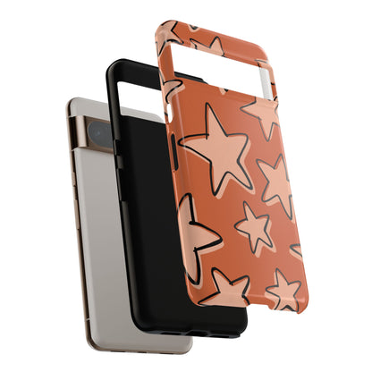 Burnt Orange Doodle Star Phone Case