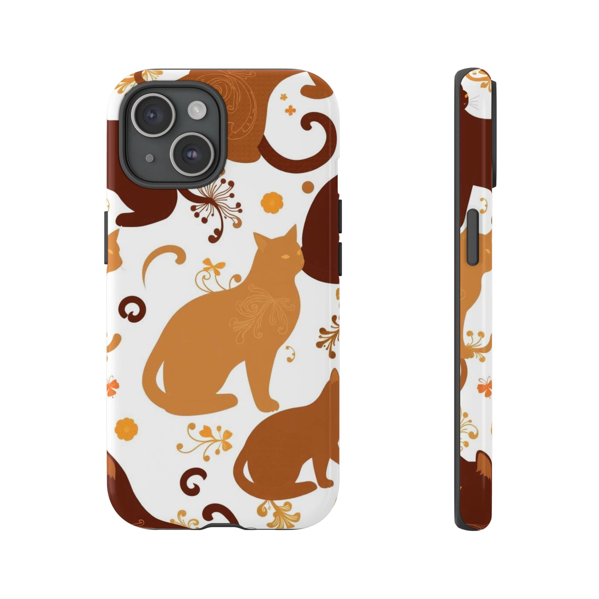 Abstract Cat Pattern Phone Case - White Phone Case - iPhone 15 / Glossy