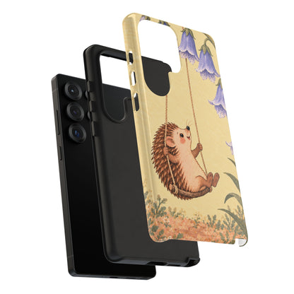 Whimsical Buttercream Hedgehog and Bluebell Phone Case - Yellow Phone Case