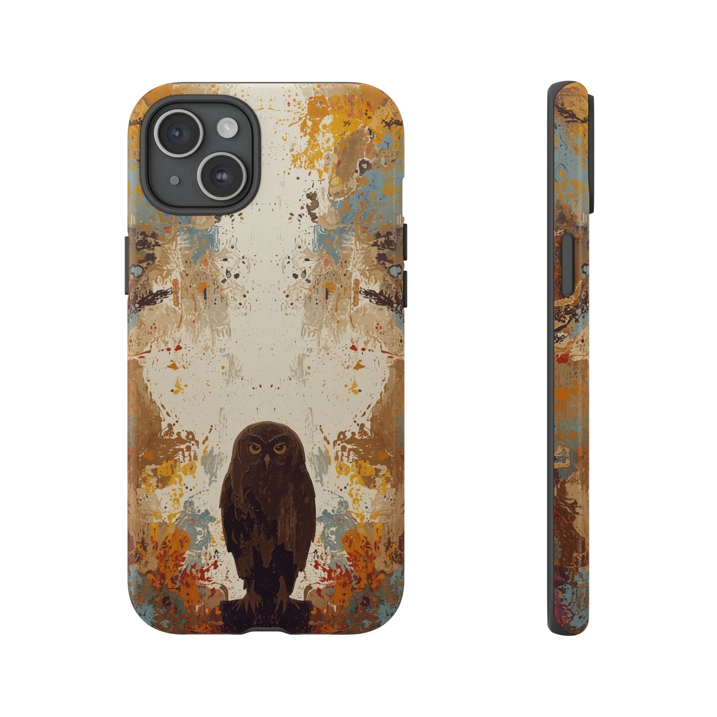 iPhone 15 Plus / Glossy Phone Case - Abstract Owl Design Phone Case