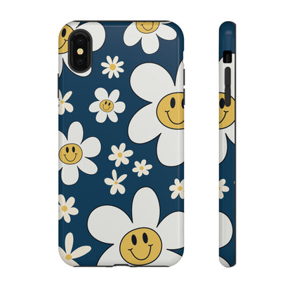 Fun Retro Daisy Pattern with Blue Background Phone Case - Blue Phone Case - iPhone XS MAX / Glossy
