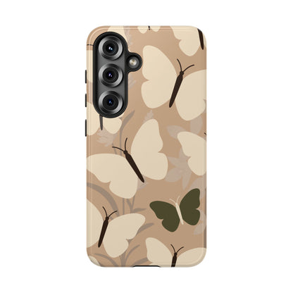 Minimalist Beige Butterfly Pattern Phone Case - Beige Phone Case - Samsung Galaxy S25 / Glossy