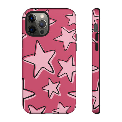 Raspberry Pink Doodle Star Phone Case
