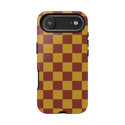 Trendy Mustard & Burgandy Checked Pattern Phone Case - Brown Phone Case - iPhone 17 Air / Glossy
