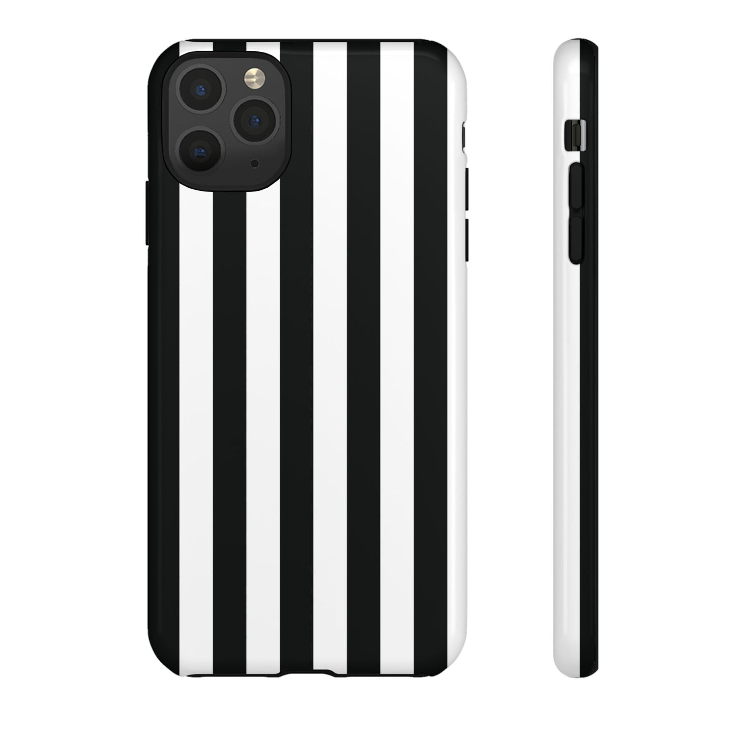 iPhone 11 Pro Max / Glossy Phone Case - Simple Black & White Stripe Pattern Phone Case