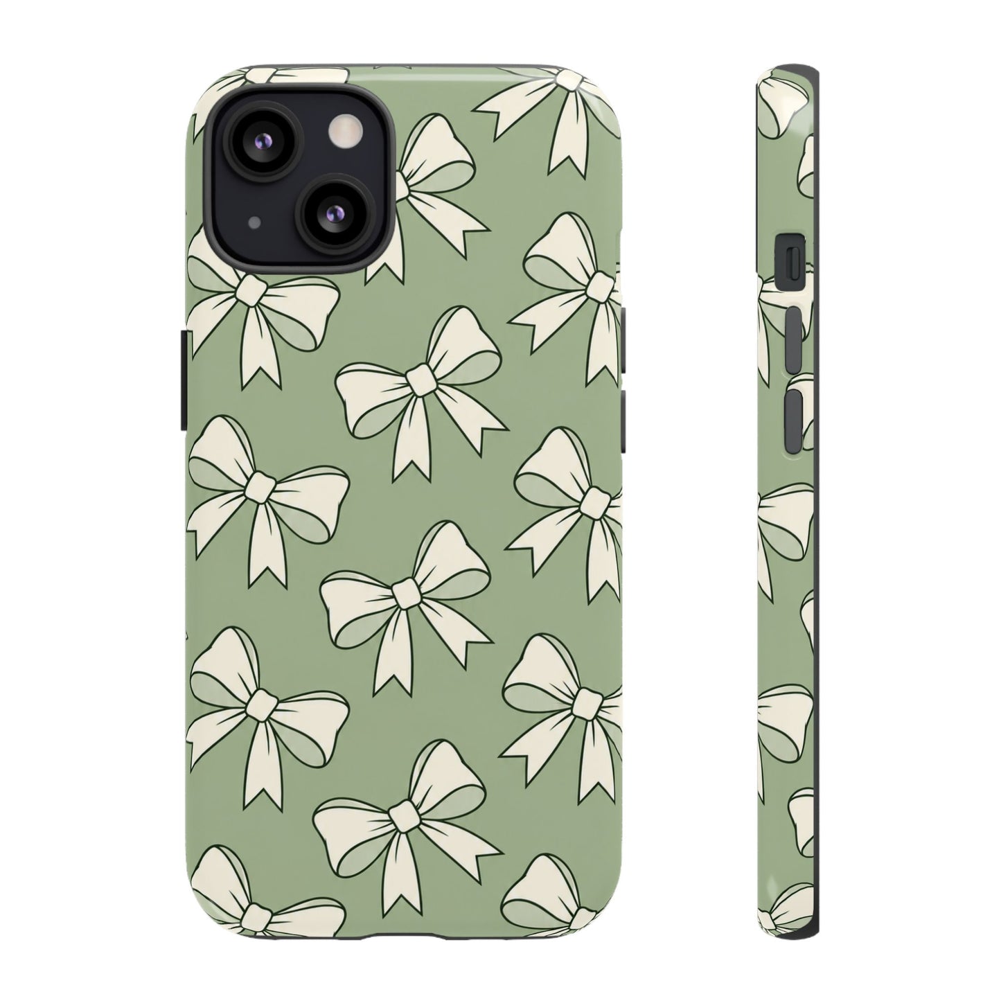 Chic Sage Green Bow Pattern Phone Case