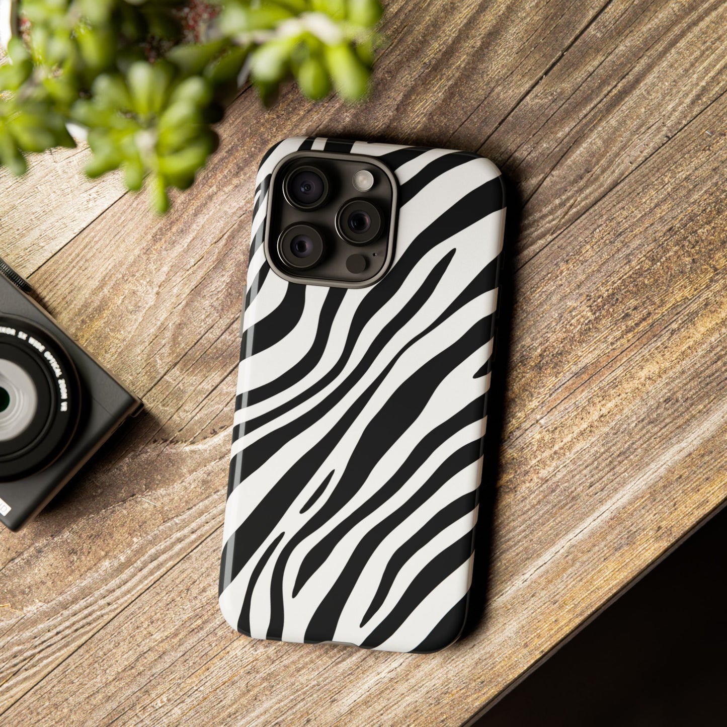 Modern Monochrome Zebra Print Phone Case