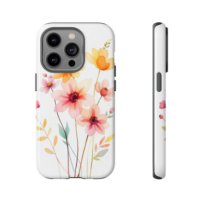 iPhone 14 Pro / Glossy Phone Case - Boho Chic Watercolour Blooms Design Phone Case