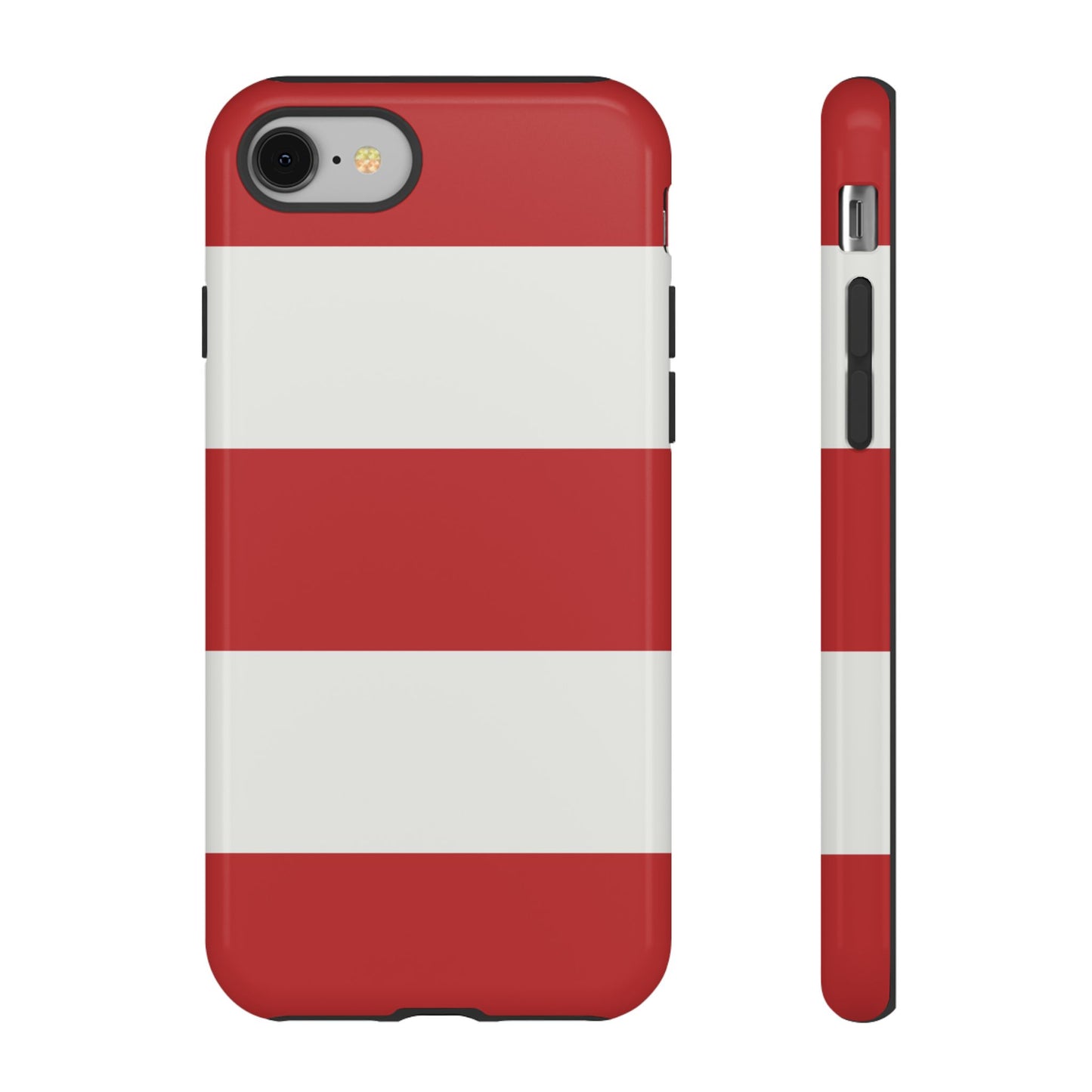 iPhone 8 / Glossy Phone Case - Red & White Horizontal Stripe Pattern Phone Case